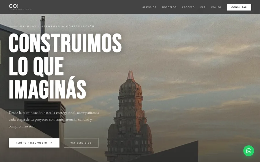 Web de GO! Construcciones: reformas y obra en Uruguay